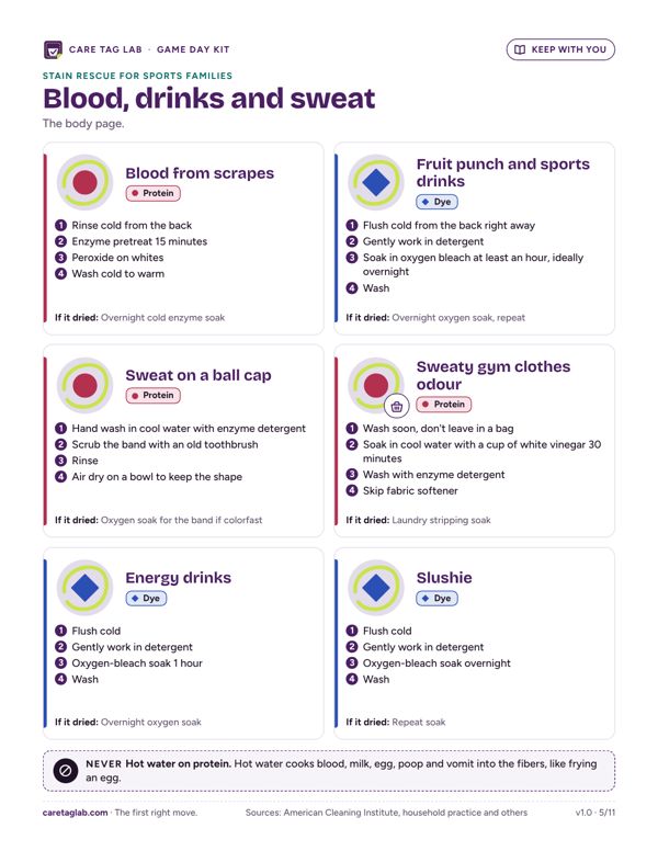 Page from inside the Game Day Kit, shown in full size when opened