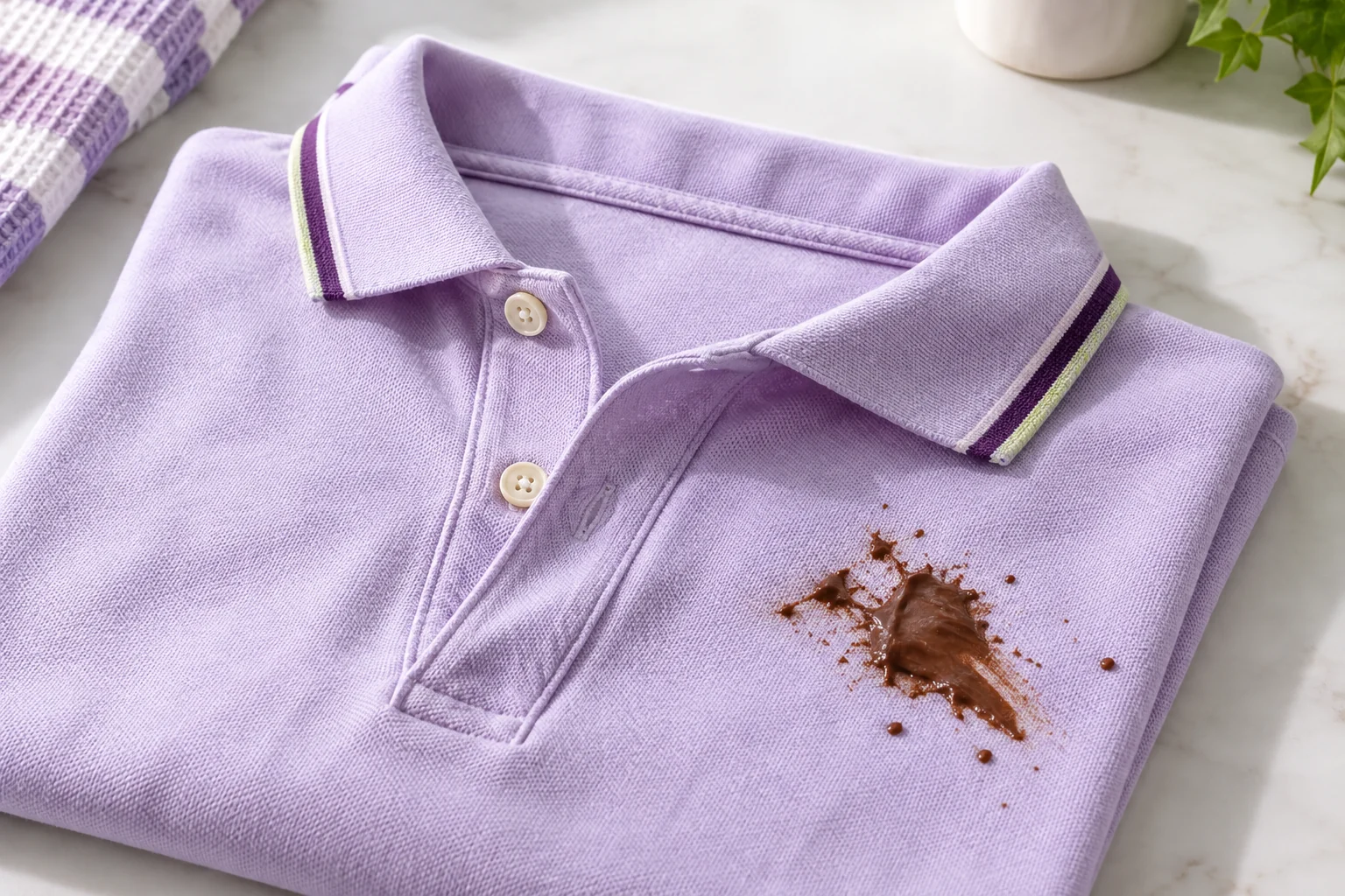 Illustrative chocolate mark on clothing